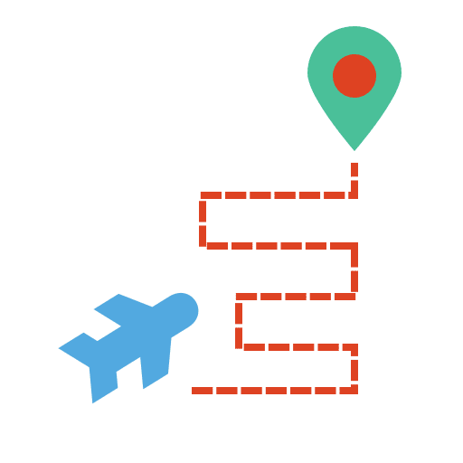 Map and location flight direct airport icon
