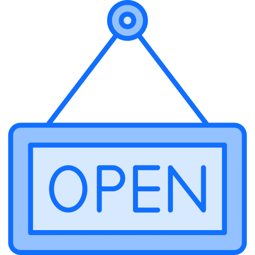 Open commerce signboard signaling icon