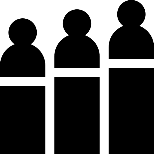 Increase people business and finance line bars icon