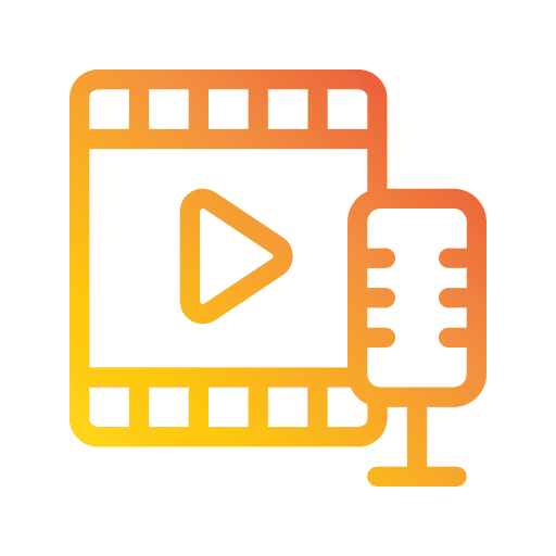 Podcast microphone radio video player icon