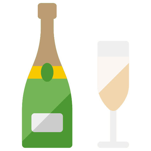 Champagne glass champagne bottle celebration icon