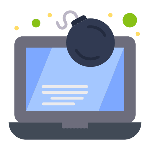 Laptop security threat bomb icon Laptop security threat bomb icon