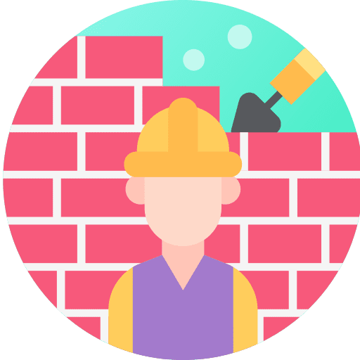 Builder professions and jobs brick wall craftsman icon