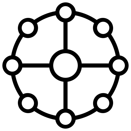 Network particle connector interface icon