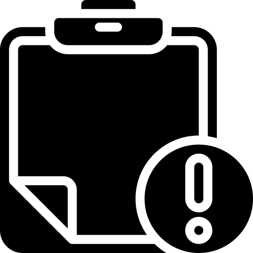 Clipboard warning alert document icon