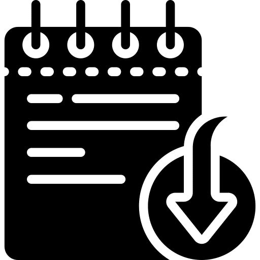 Notepad down arrow files download icon