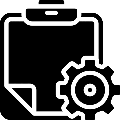 Clipboard gear specification settings icon