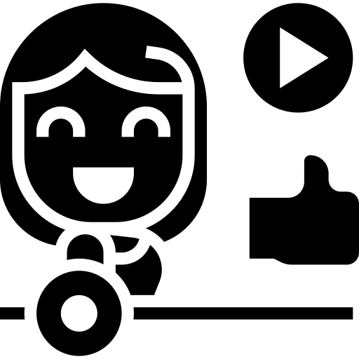 Influencer communications user video player icon