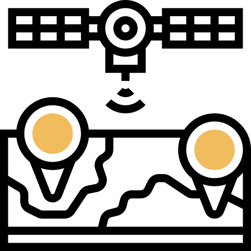 Signal satellite location maps and location signal range icon