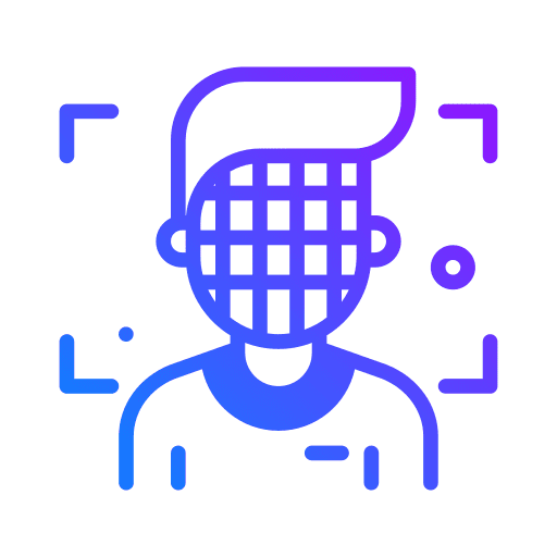 Face scan security man identification icon Face scan security man identification icon