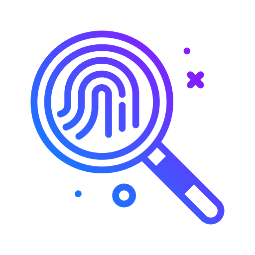 Study magnifying glass fingerprint security icon Study magnifying glass fingerprint security icon