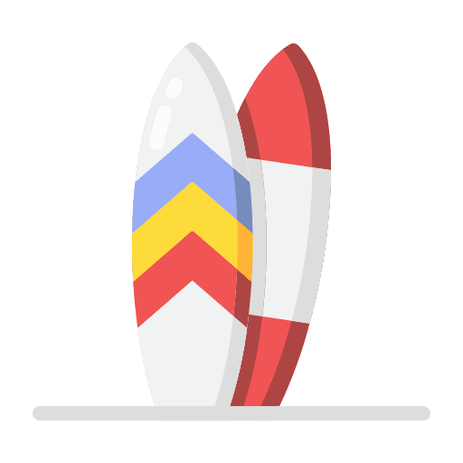 Surfboard summertime holiday surf equipment icon