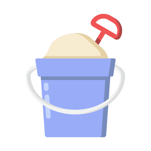 Sand bucket kid and baby sand toy summertime icon Sand bucket kid and baby sand toy summertime icon