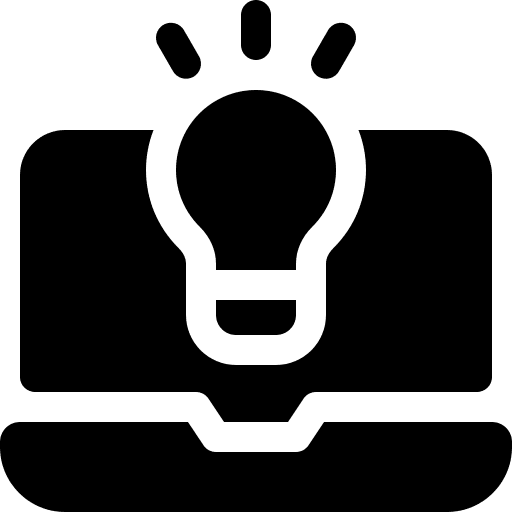 Laptop bulb software interface icon