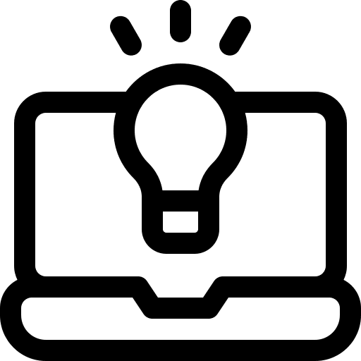 Laptop system idea light bulb icon
