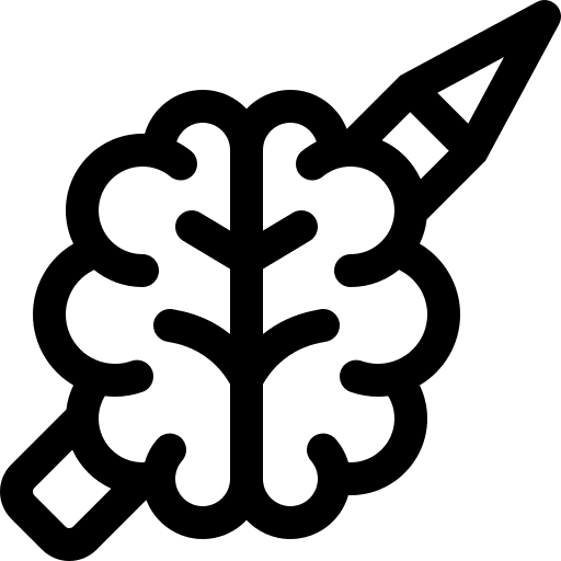 Brain pencil brain outline thinking icon