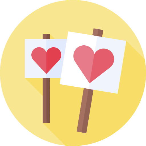 Protest heart banner signaling icon Protest heart banner signaling icon