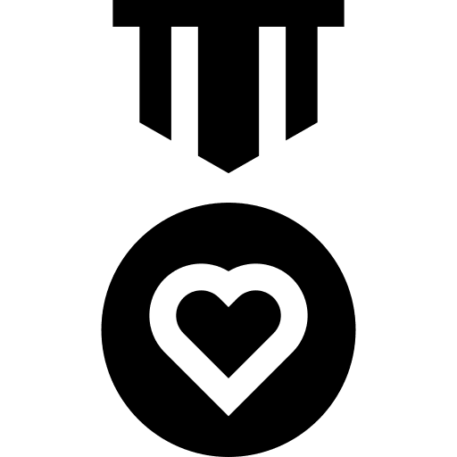 Medal sports and competition badge heart icon