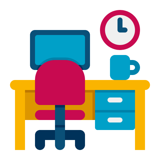 Workspace computer work furniture and household icon