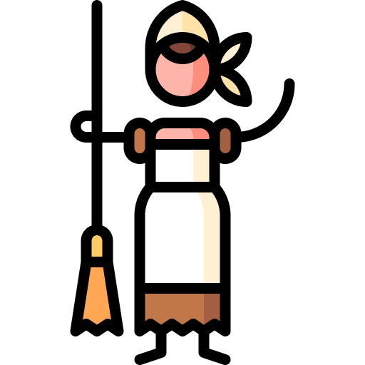 Maid character occupation broom icon Maid character occupation broom icon