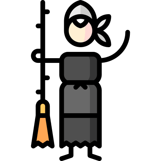 Witch broom character people icon Witch broom character people icon