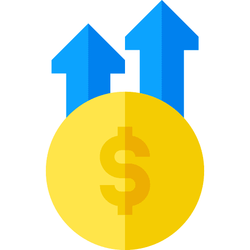 Price up cash growth stock price icon
