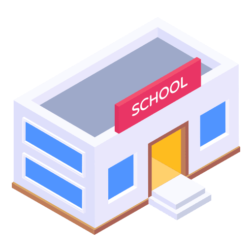 School architecture and city school buildings icon