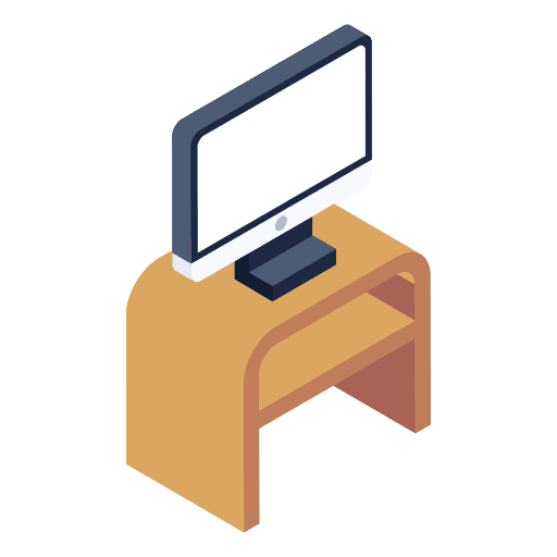 Desk table furniture and household office icon