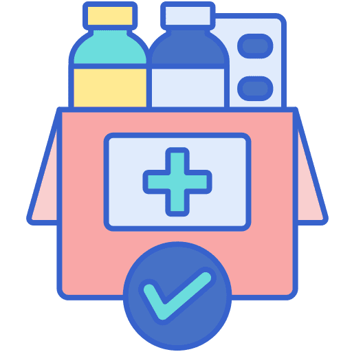Products production healthcare and medical options icon