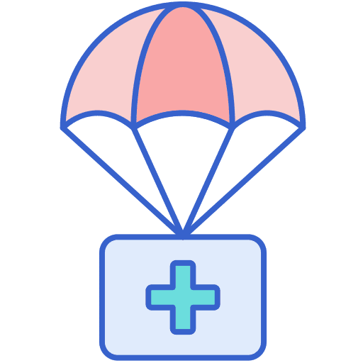 Medical support medical support humanitarian shipping and delivery icon
