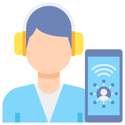 Male user technician programmer technology icon