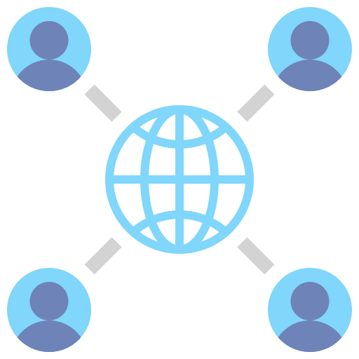 Online community online community networking world grid icon