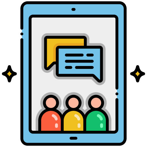 Online community speech bubble tablet user icon