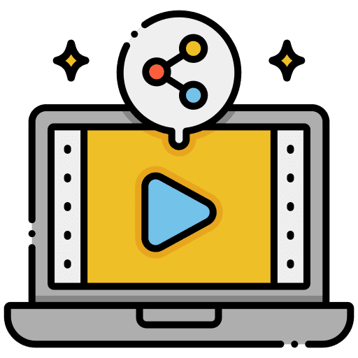 Video sharing video player film music and multimedia icon