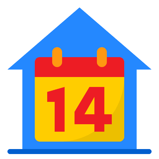 Quarantine home covid 19 time and date icon