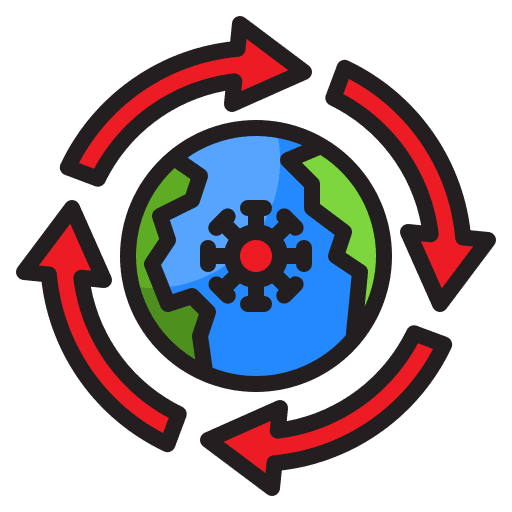 World covid 19 virus transmission transmission icon World covid 19 virus transmission transmission icon