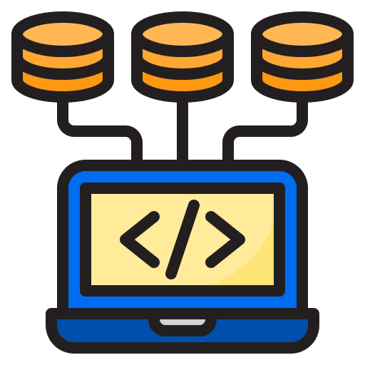 Database management networking online coding icon Database management networking online coding icon