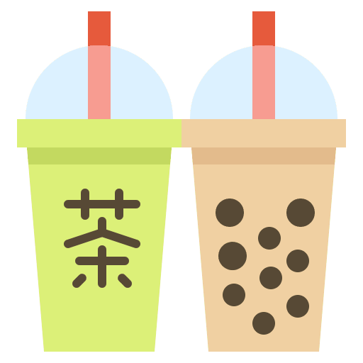 Bubble tea food and restaurant ice tea drinking icon