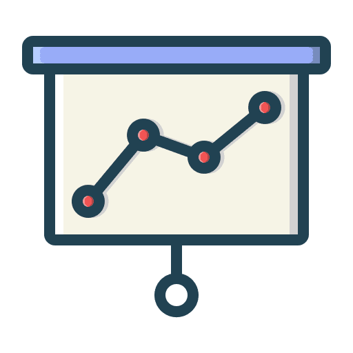 Presentation projector screen line chart graphic icon