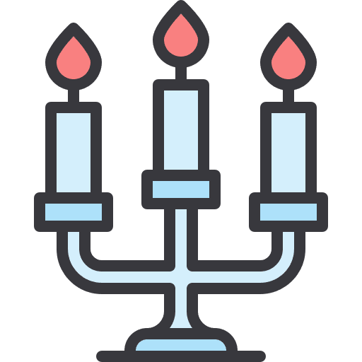 Candle light illumination furniture and household lights icon