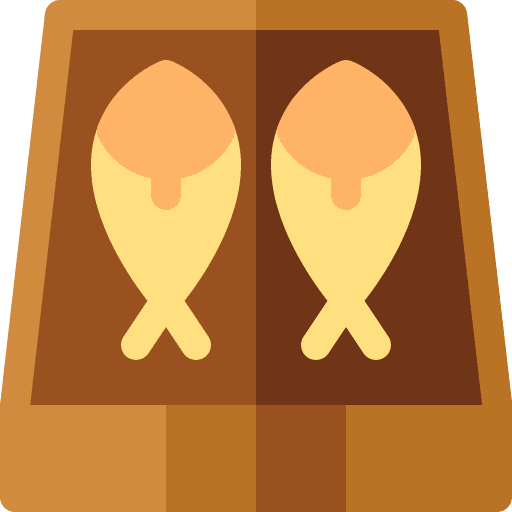 Fish market food and restaurant commerce stand icon