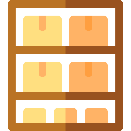 Shelves shipping and delivery box stack icon