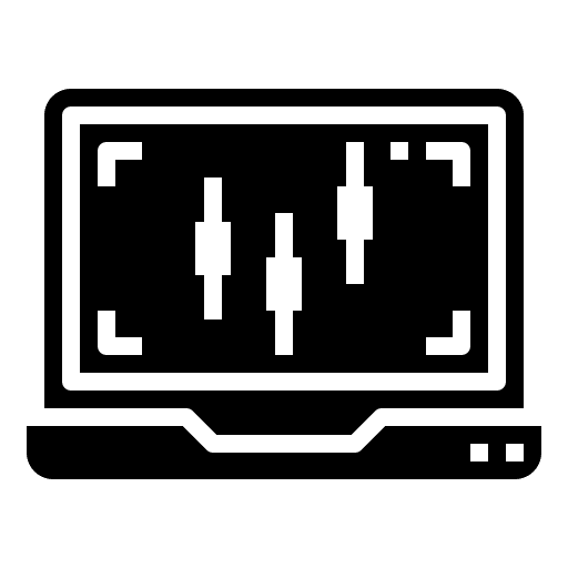 Laptop chart trading stock icon