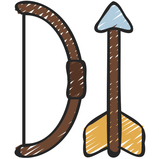 Bow and arrow weapons gaming game icon