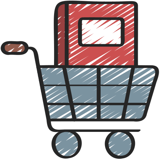 Bookstore purchase shopping cart commerce and shopping icon