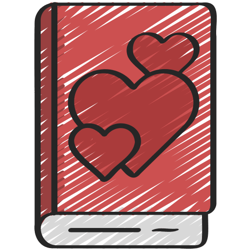 Romantic novel book memory heart icon