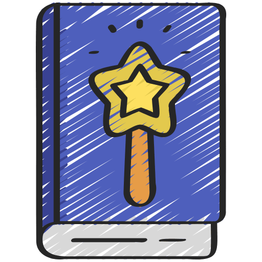 Fairy tale library knowledge magic wand icon