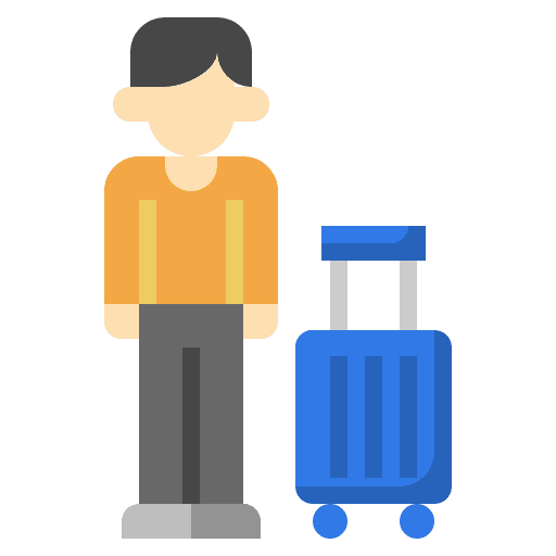Person trolley bag person icon