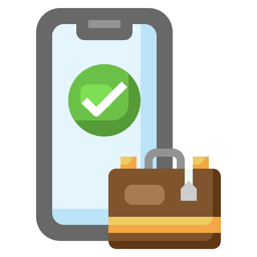Booking travel suitcase check icon