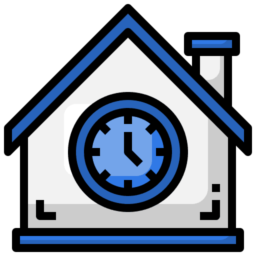 Time architecture and city working at home home office icon